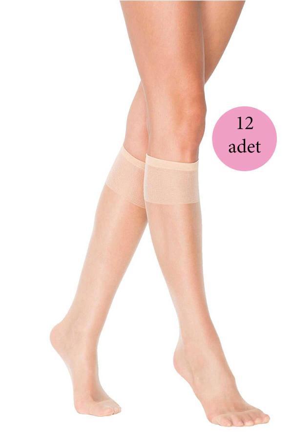 12 Adet Süper Ince 15 den Mat Pantolon Çorabı Açık Ten - Image 1