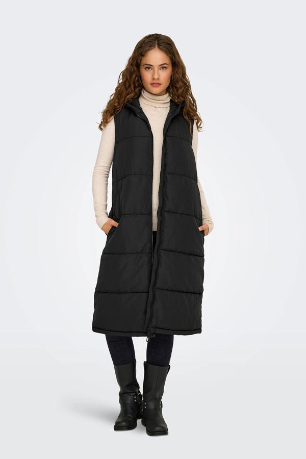 Only Onlalina Kapitoneli Regular Fit Uzun Bayan Yelek 15241995 SİYAH - Image 1