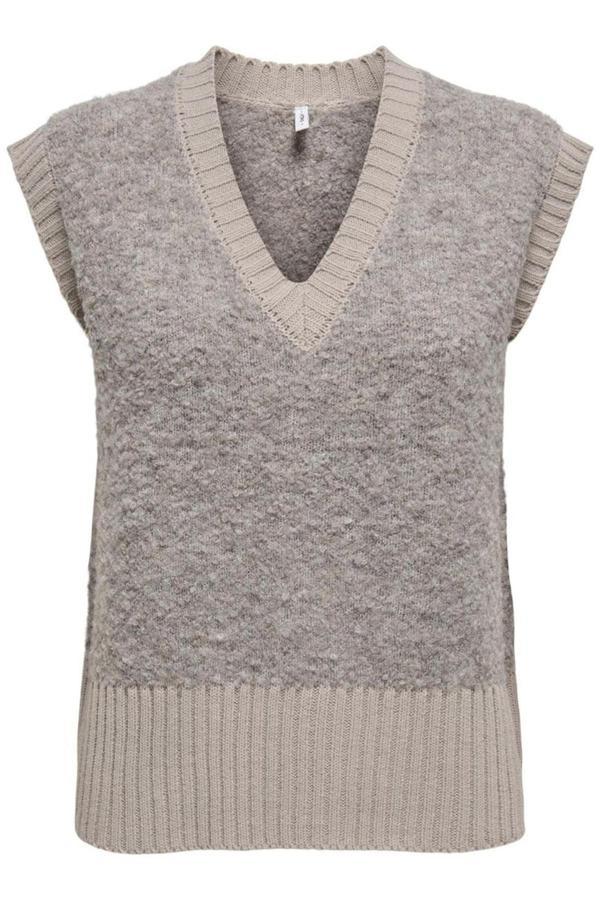 Only Onlcille Regular Fit V Yaka Bayan Süveter 15350777 BEJ - Image 1