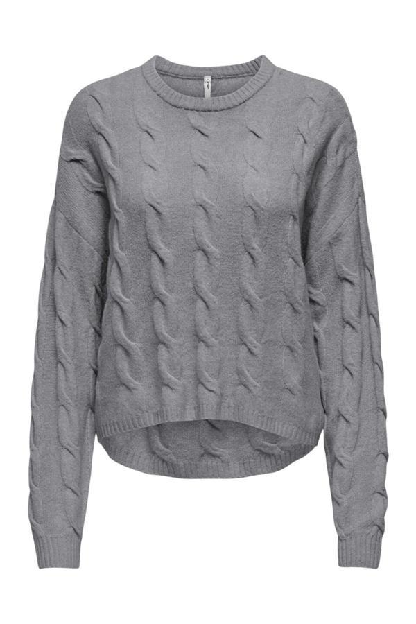 Only Onljeanett Regular Fit Bisiklet Yaka Örme Bayan Kazak 15350361 GRİ - Image 1