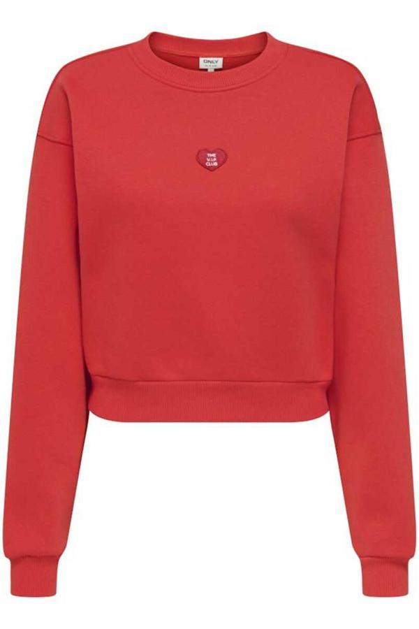 Only Onlevisa Pamuklu Regular Fit Bisiklet Yaka Bayan Sweat 15358296 KIRMIZI - Image 1