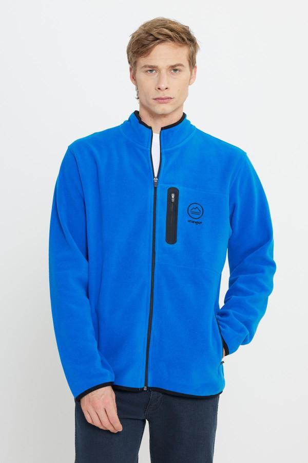 Wrangler Regular Fit Cepli Dik Yaka Fermuarlı Erkek Polar W222579 403 SAKS-MAVİ - Image 1