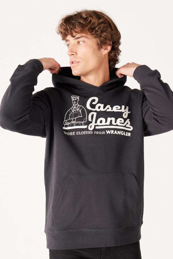 Wrangler Pamuklu Loose Fit Şardonlu Kapüşon Yaka Erkek Sweat W6H6I3 XV6 KOYU GRİ - Image 1