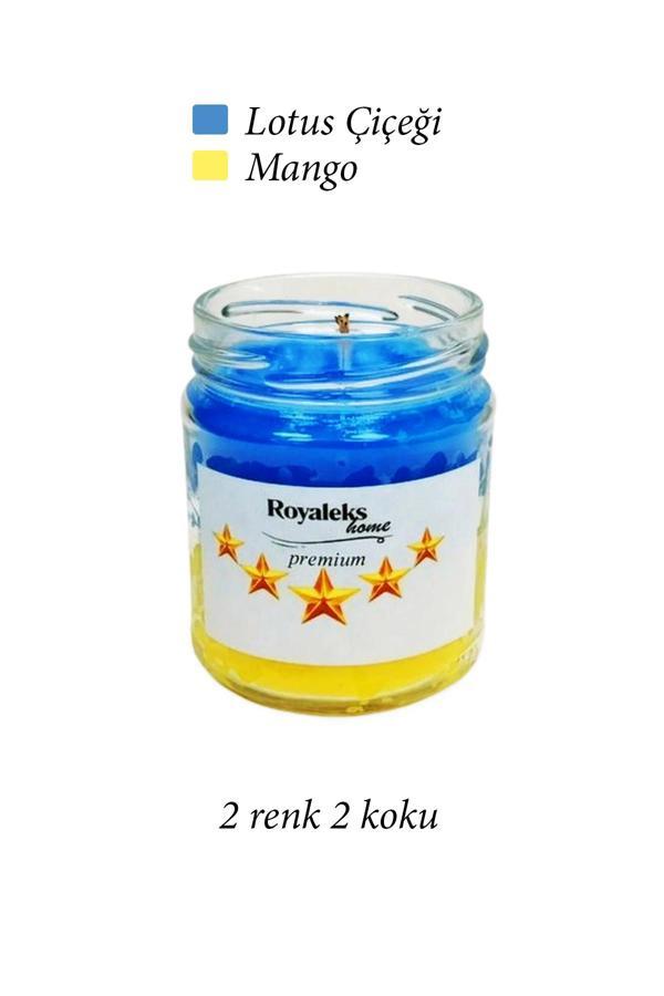 Premium Seri 2 Renk 2 Koku Sarı Lacivert Beş Yıldız Kavanoz Mum 210 cc - RYL - Image 1