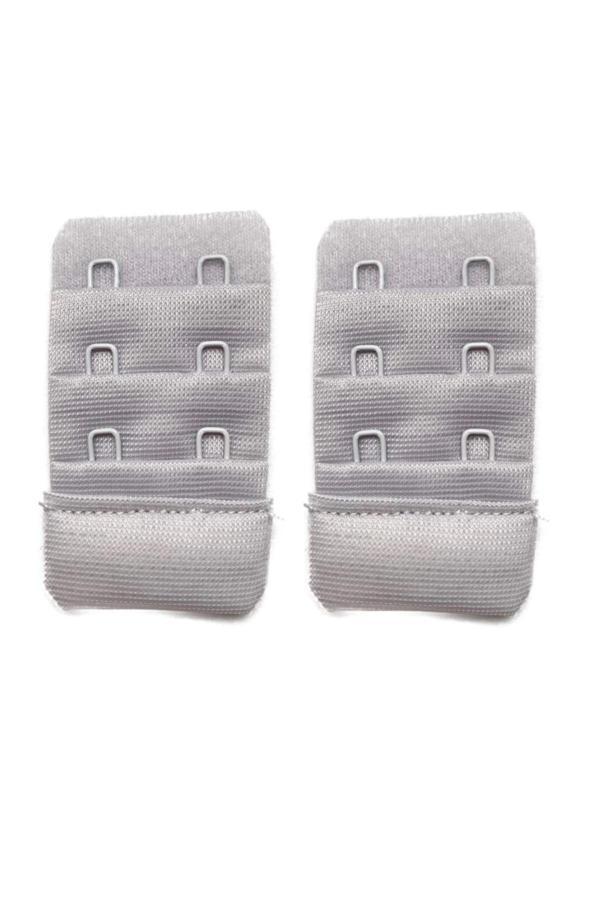 2 Adet Agraf Sütyen Uzatma Kopçası 3 Sıra / 2 Kanca Gri - Image 1