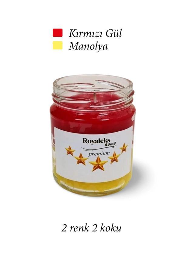 Premium Seri 2 Renk 2 Koku Sarı Kırmızı Beş Yıldız Kavanoz Mum 210 cc - RYL - Image 1