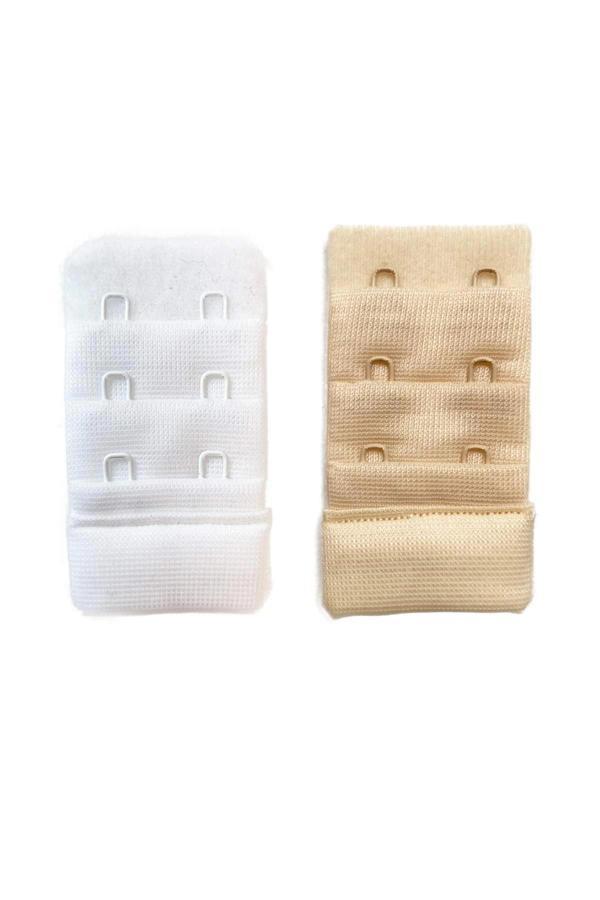 2 Adet Agraf Sütyen Uzatma Kopçası 3 Sıra / 2 Kanca  Beyaz Ten - Image 1