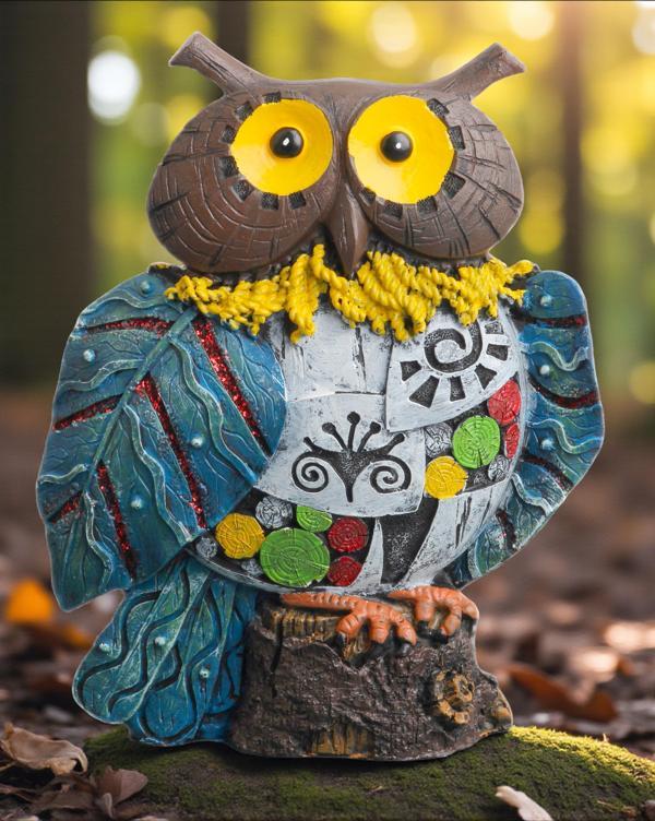 Yöresel Motifli Taşlı Baykuş Biblo Heykel Ev Ofis Yeni Yıl Hediyesi Dekor Konsol Vitrin Süsü SH12 - Image 1