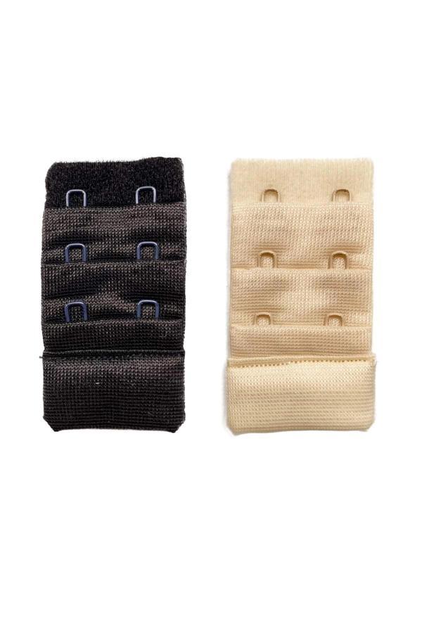 2 Adet Agraf Sütyen Uzatma Kopçası 3 Sıra / 2 Kanca Siyah Ten - Image 1