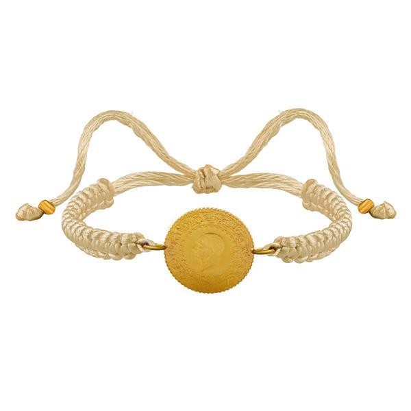 Gekas Kuyumculuk 22 Ayar Yeni Çeyrek Altın Krem Renkli İpli Bileklik - Image 1