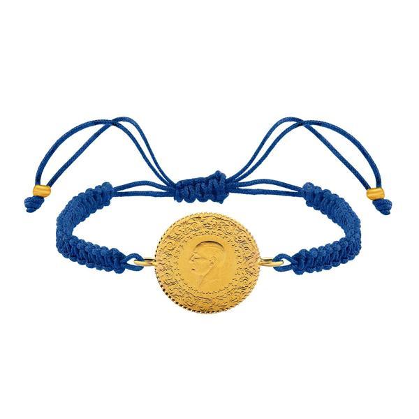 Gekas Kuyumculuk 22 Ayar Yeni Çeyrek Altın Mavi Renkli İpli Bileklik - Image 1