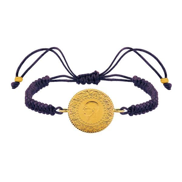 Gekas Kuyumculuk 22 Ayar Yeni Çeyrek Altın Mor İpli Bileklik - Image 1