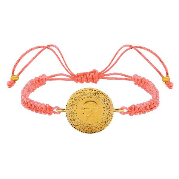 Gekas Kuyumculuk 22 Ayar Yeni Çeyrek Altın Açık Pembe Renkli İpli Bileklik - Image 1