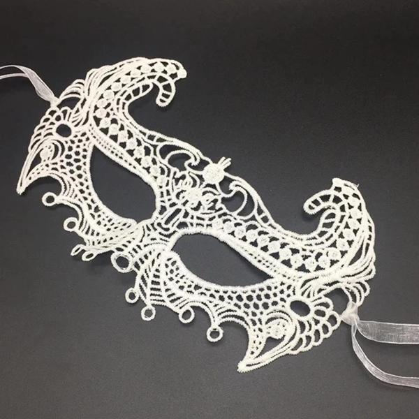 BFS     Beyaz Renk Dantel Kesim Dantel İşlemeli Balo Parti Maskesi 1 No - Image 1