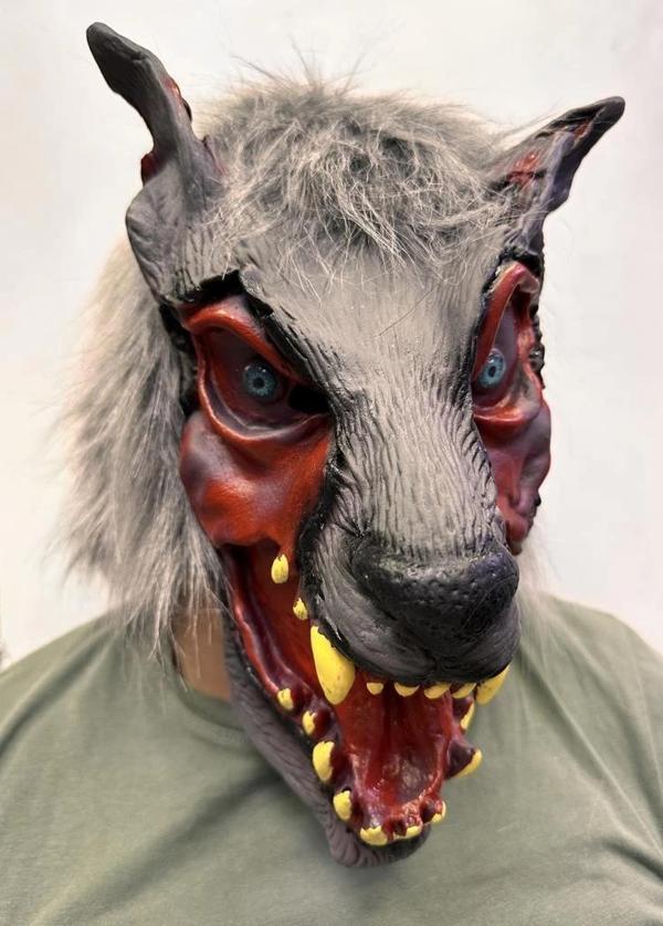 BFS   Kafaya Tam Geçmeli Lateks Dişli Ağzı Açık Kurt Maskesi - Image 1