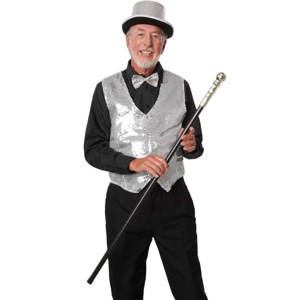 BFS   Gece Işıltısı Gümüş Payetli Pullu Papyon 7x2 cm - Image 1