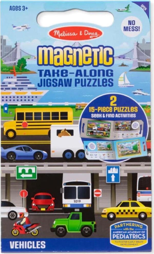Melissa & Doug Mıknatıslı 2 Adet 15 Parçalı Yapboz Seti - Araçlar - Image 1