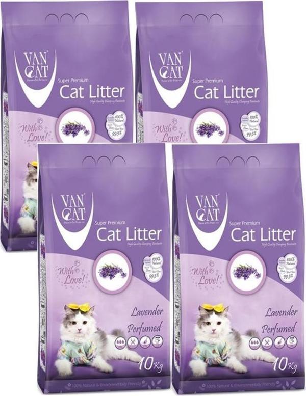 VanCat Lavanta Kokulu İnce Taneli Kedi Kumu 10 Kg 4 Adet - Image 1