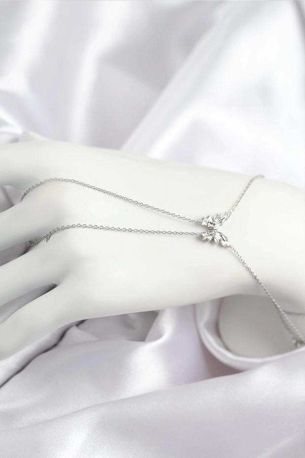 BFS Pirinç Zirkon Taşlı Kelebek Model Gümüş Renk Şahmeran - Image 1