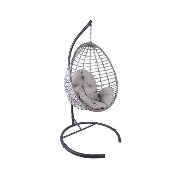 Mandella Royal Tek Kişilik Rattan Hamak Salıncak (Minder Hediyeli) Antrasit - Image 1