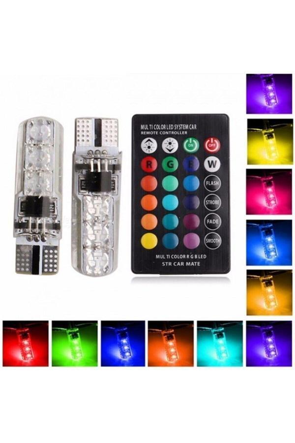 Uzaktan Kumandalı Renkli T10 Led Oto Park Ampulü - Image 1