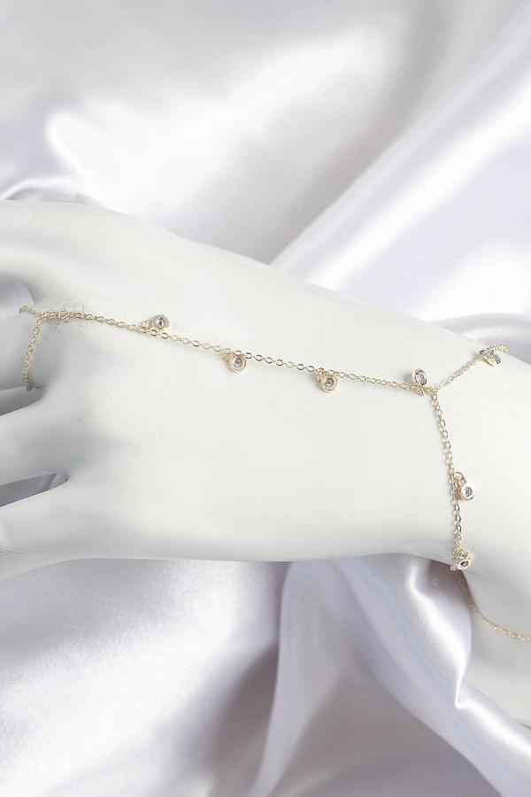 BFS Pirinç Zirkon Taşlı Sallantılı Model Gold Renk Kadın Şahmeran - Image 1