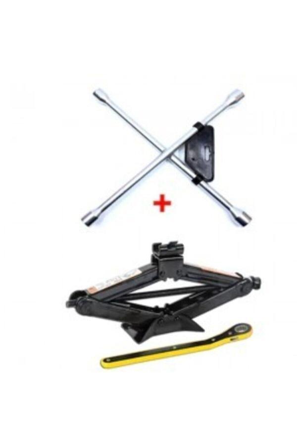 Oto Krikosu 1.5 Ton Makas Cırcırlı Araç Kriko + Bijon Anahtarı -cırcır Ve Bijon Anahtarı Set - Image 1