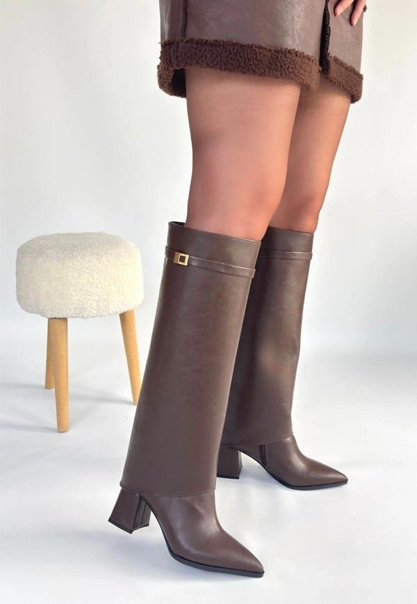 BİÇOMİ Jike Kahverengi Cilt Tak Çıkar Çizme - Image 1