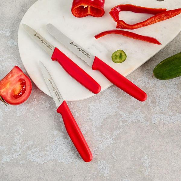 Aryıldız Solo 3 Parça Bıçak Seti kırmızı - Image 1