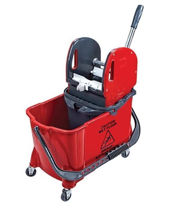 Omnipazar UCTM HTS731 Mimoza Hünerli Tekerlekli Temizlik Seti Plastik Presli  Kırmızı - Image 1