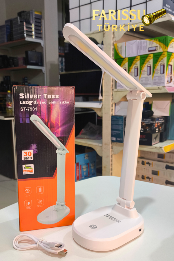 Silver Toss ST-7901 30 SMD LED Şarj Edilebilir Ayarlanabilir Masa Lambası - Image 1