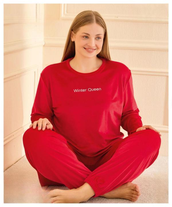 Mihra Kadın Kışlık Bisiklet Yaka Kadife Battal Pijama Takımı 132214K - 1 Adet - Image 1