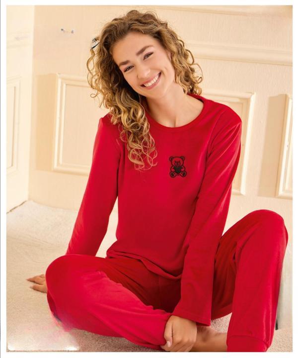 Mihra Kadın Kışlık Bisiklet Yaka Kadife Pijama Takımı 13165K - 1 Adet - Image 1