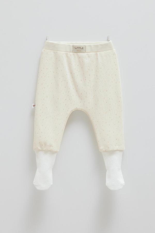 SOFT COLOUR PATİKLİ BEBEK PANTOLON - CARAMELL  - APU1593 - Ekru - 1 - 3 Ay - APU1593-Ekru-1 - 3 Ay Ekru - Image 1