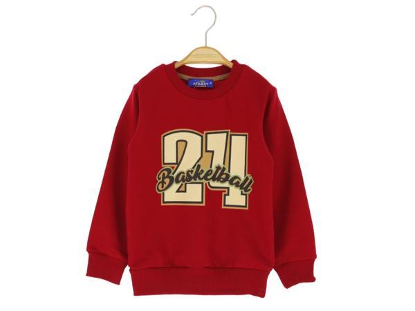 24 BASKETBALL BASKILI İKİ İPLİK ŞARDONSUZ SWEATSHIRT - Kırmızı - 4 Yaş - ATA30734.0-Kırmızı-4 Yaş KIRMIZI - Image 1