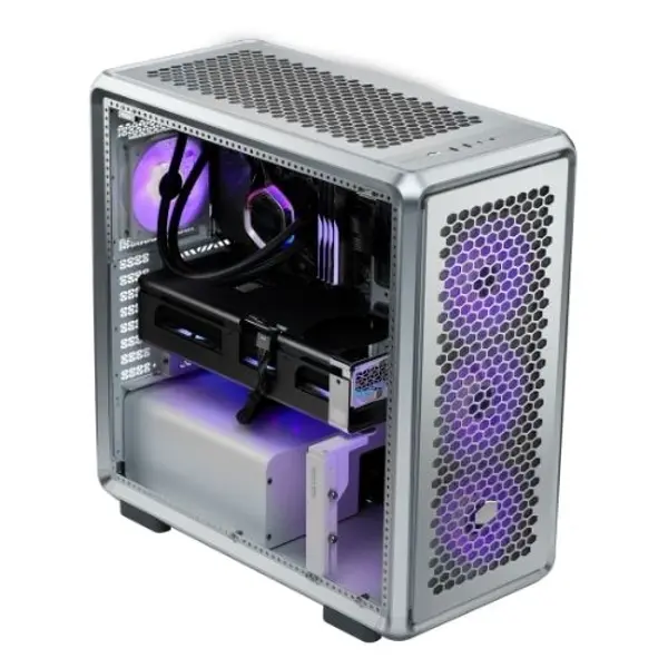 Cooler Master MasterFrame 600TG MF600-SGNN-S00 3x140mm(Ön)-1x120mm(Arka) ARGB Fan Modüler ATX Alüminyum Gümüş Gri Mid To - Image 1