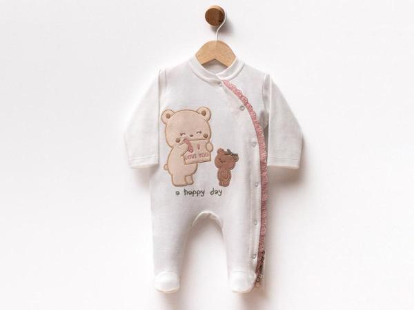 DANTELLİ AYICIKLI LOVE YOU NAKIŞLI TULUM - Ekru - 1 - 3 Ay - FLE252419-Ekru-1 - 3 Ay Ekru - Image 1