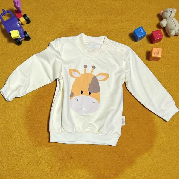 ZÜRAFA KULAKLI İKİ İPLİK SWEATSHIRT - NEC223062-Ekru-6 - 9 Ay Ekru - Image 1