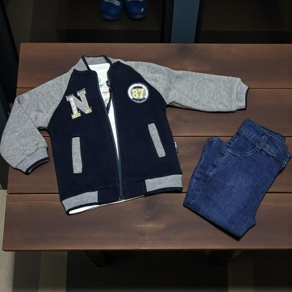 ŞARDONLU KOLEJ MONT DENIM PANTOLONLU ÜÇLÜ ALT ÜST TAKIM - SM2650-Lacivert-18 Ay LACİVERT - Image 1