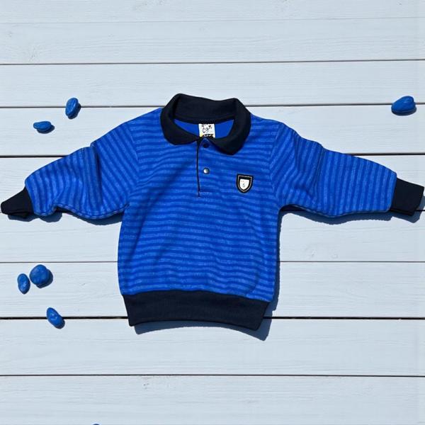 ÇİZGİ DOKULU YAKALI ÖRME SWEATSHIRT - SRN001-Saks-2 - 3 Yaş Saks - Image 1