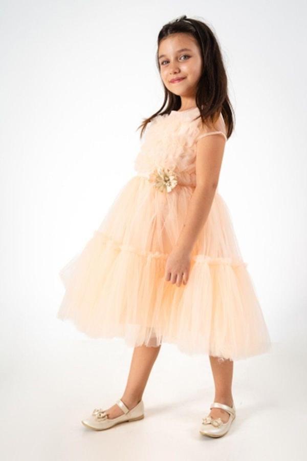 ROBA FIRFIR DETAYLI TÜL ABİYE ELBISE Somon - Image 1