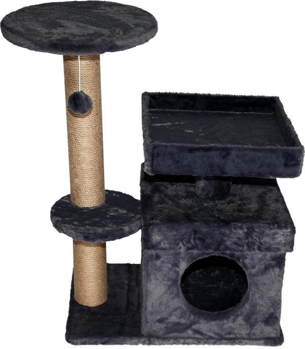 Dubex 39x72x87 cm Kedi Oyun Evi ve Tırmalama Platformu Gri - Image 1