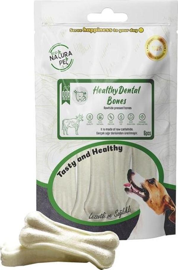 Eco Natura Pet Healty Dental Bones Beyaz Pres Kemik 8Cm 6Lı 120Gr - Image 1