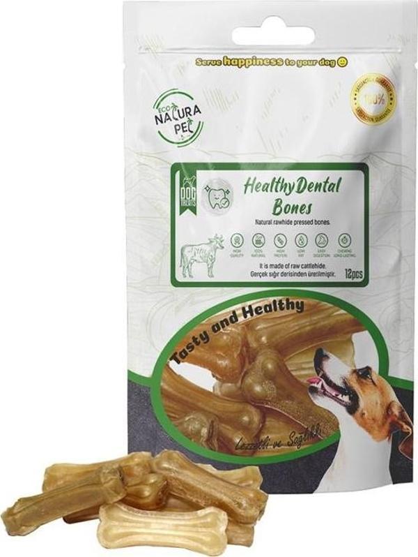 Eco Natura Pet Healty Dental Bones Natural Pres Kemik 5Cm 12Li 90Gr - Image 1