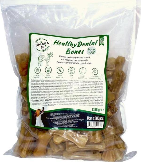 Eco Natura Pet Healty Dental Bones Natural Pres Kemik 8Cm 100Lü 2000Gr - Image 1