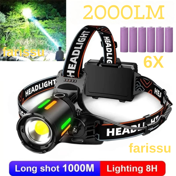 30W Teleskopik Zoom Şarjlı Kafa Feneri - 3 Adet Yedek Pil Hediyeli (Toplam 6 Pil) - Image 1