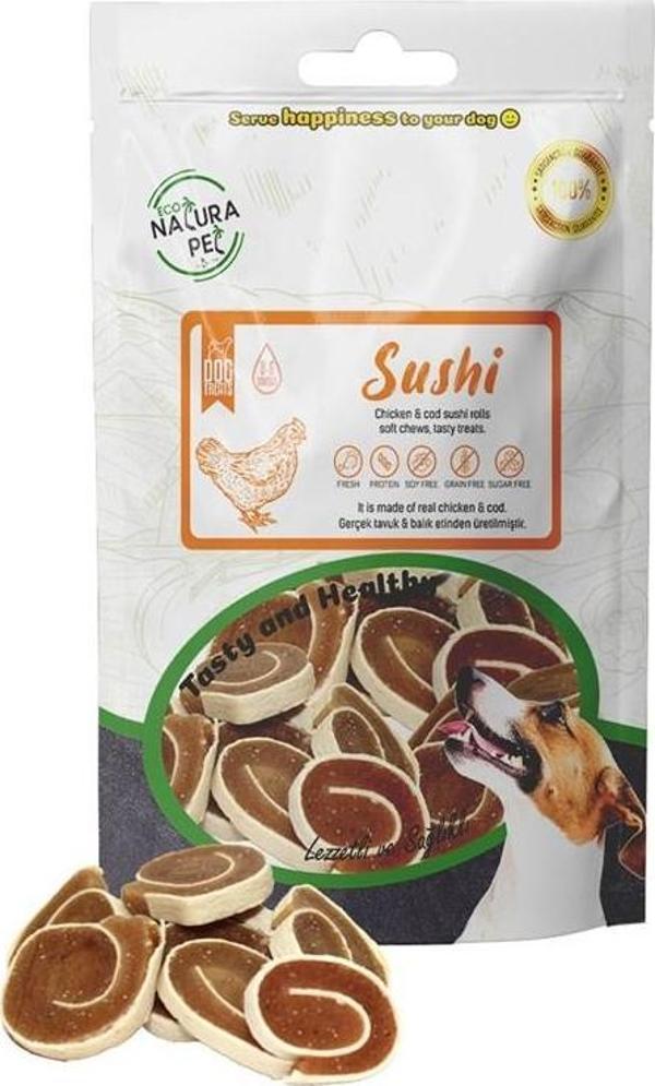 Eco Natura Pet Sushi Yumuşak Tavuk Etli Yuvarlak Köpek Ödülü 100 Gr - Image 1