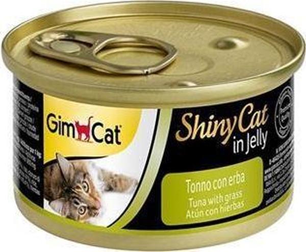Gimcat Shinycat Jel İçinde Ton Balıklı ve Çimenli Kedi Konserve 70 Gr - Image 1