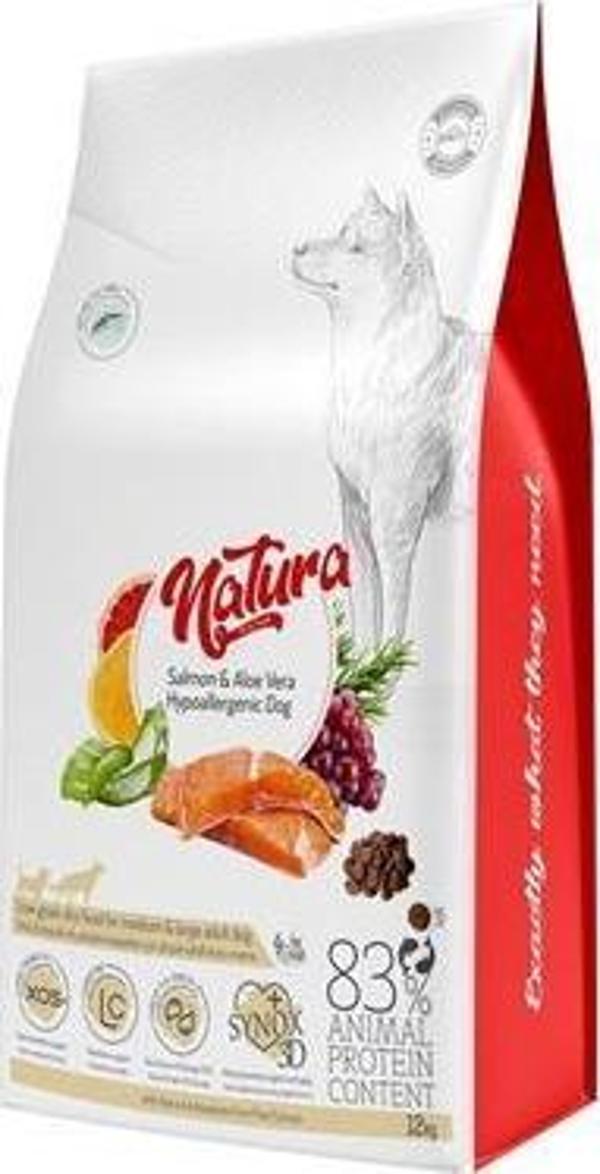 Natura Düşük Tahıllı Hipoallerjenik Orta ve Büyük Irk Somon &amp; Aleo Vera Yetişkin Köpek Maması 12 Kg - Image 1