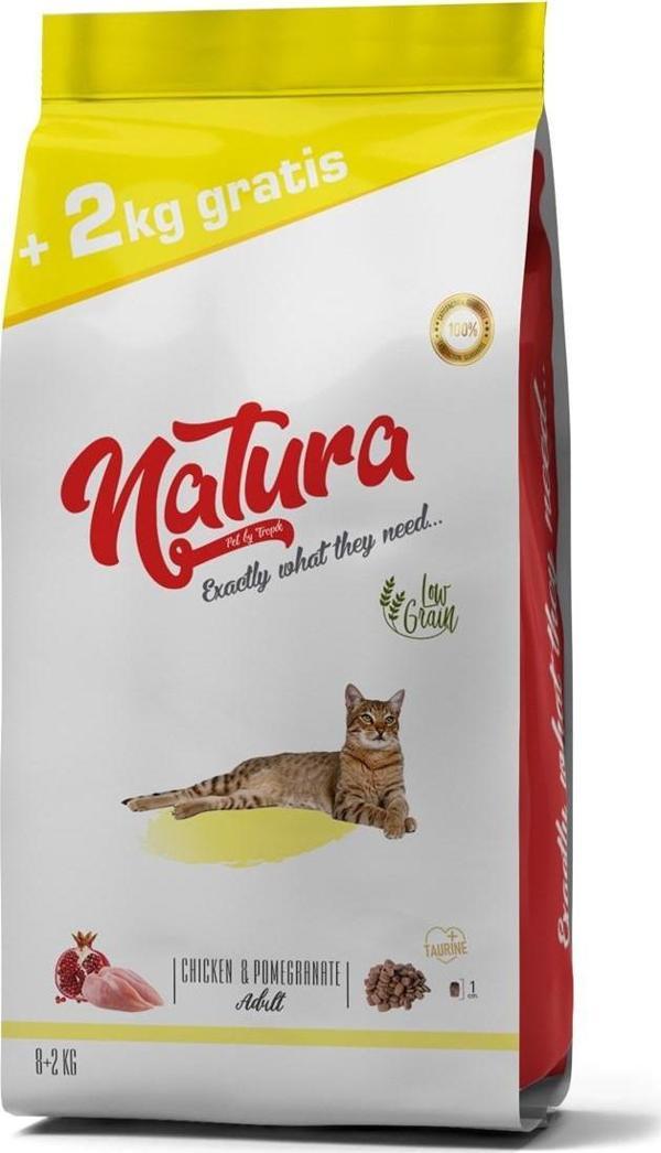 Natura Düşük Tahıllı Tavuk _ Nar Yetişkin Kedi Maması 8+2 Kg - Image 1
